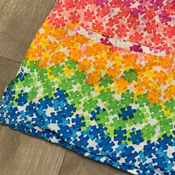 Womens Bio Bring It On Nursing Medical Colorful Rainbow Scrub Top Shirt‎ - Picture 4 of 5